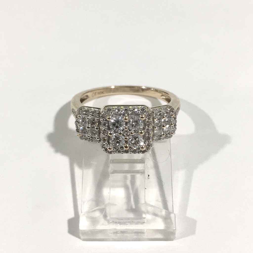 10k Yellow Gold Diamond Cluster Engagement Ring